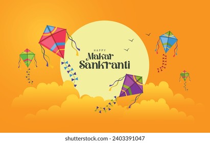 Happy Makar Sankranti wallpaper with colorful kite string for festival of India. abstract vector illustration design