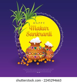 Feliz Makara Sankranti - su festival indio de la cosecha. También conocido como Pongal. Festival del sur de India. 