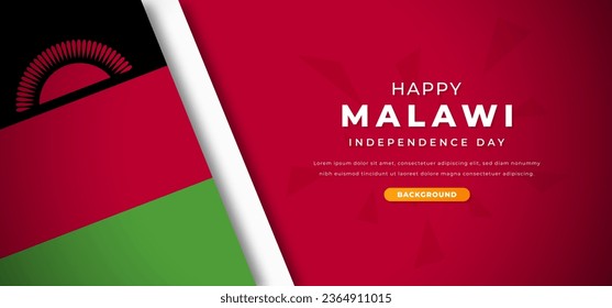 Happy Malawi Independence Day Design Paper Cut Shapes Background Illustration for Poster, Banner, Advertising, Greeting Card
