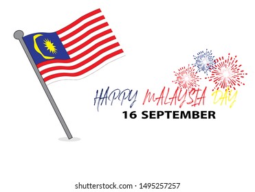 Happy Malaysia Day with Malaysia flag. Vector illustration concept.