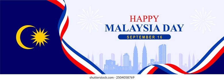 Happy Malaysia Day, September 16. vector illustration. banner with landmarks vector illustration. Malaysian memorial holiday 16th of September design