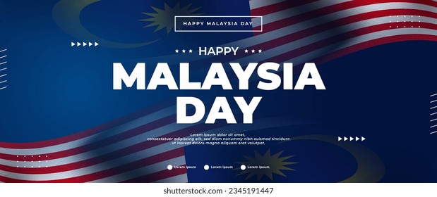 happy malaysia independence day greeting banner with flag elements