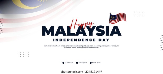 happy malaysia independence day greeting banner with flag elements