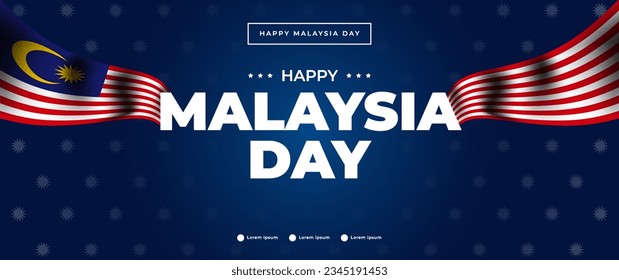 happy malaysia independence day greeting banner with flag elements