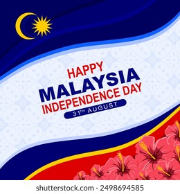 Happy Malaysia Independence Day greeting card, poster, banner, background, social feed. Malaysia Independence Day 67 vector illustration