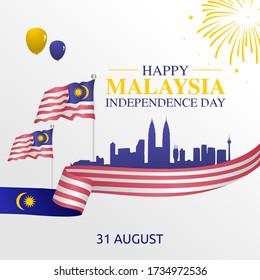 Happy Malaysia Independence  Day Vector Illustration