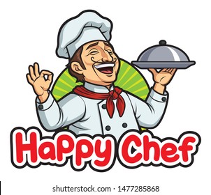 Happy Male Chef Logo, Vector EPS 10