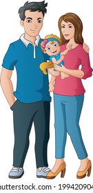Happy male and female couples holding babies
