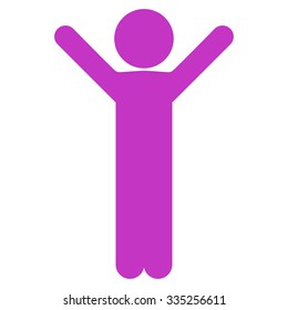 Happy Male vector icon. Style is flat symbol, violet color, rounded angles, white background.