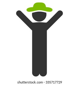Happy Male vector icon. Style is bicolor flat symbol, eco green and gray colors, rounded angles, white background.