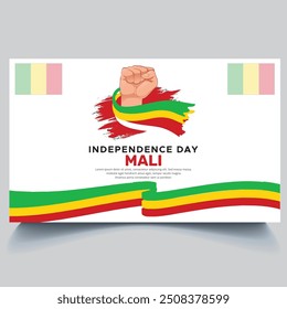 Feliz día de la independencia de Mali Anuncio y Vector de diseño de bandera de mano