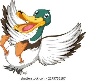 Happy mallard duck cartoon character illustration