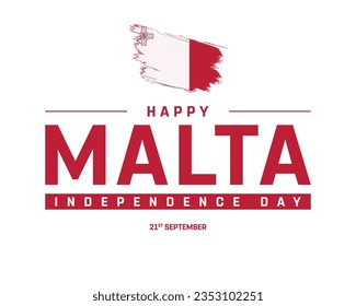 Happy Malta Independence day, Malta Independence day, Malta, Malta Day, 21 September, 21st September, Independence, National Day, Brush Style Flag, Typographic Design Editable Vector Icon