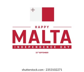 Happy Malta Independence day, Malta Independence day, Malta, Malta Day, 21 September, 21st September, Independence, National Day, National Flag, Vector Design, Typographic Design Editable Vector Icon