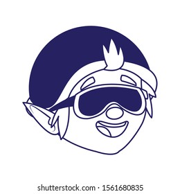 happy man with aviator hat and sunglasses over white background, vector illustration