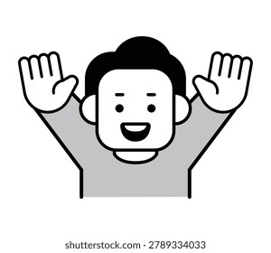 Happy man banzai pose icon vector illustration