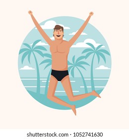 Happy man at beach