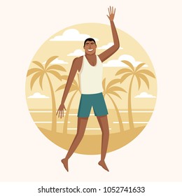 Happy man at beach