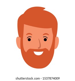 happy man with beard icon over white background, vector illustration