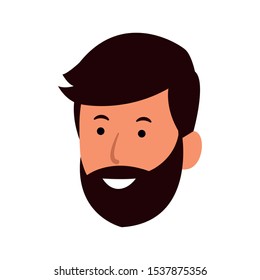 happy man with beard icon over white background, vector illustration