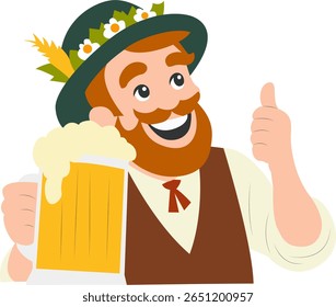 Feliz homem Cerveja Oktoberfest Polegar, feliz Dia da Cerveja Islândia