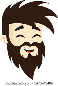 A happy man with a brown hair and beard, vector, color drawing or illustration.
