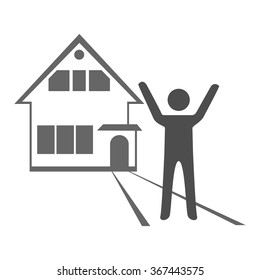 Happy man buys a new house