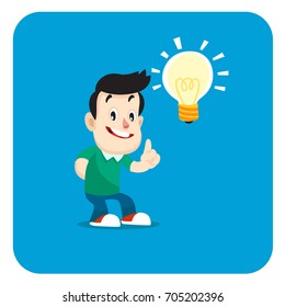 Happy man came up with the idea. Good idea cartoon illustration