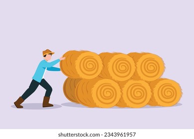 Happy man caring about interior potted plants. Home gardening and growing houseplants concept. Colored flat vector illustration isolated. 