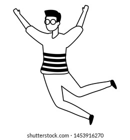 happy man celebrating arms up vector illustration