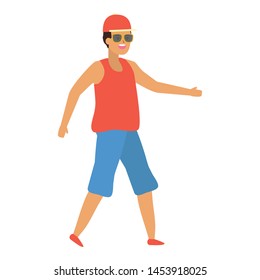happy man celebrating arms up vector illustration
