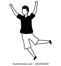 happy man celebrating arms up vector illustration