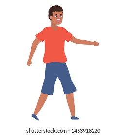 happy man celebrating arms up vector illustration