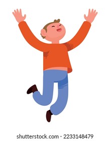 happy man celebrating jumping character