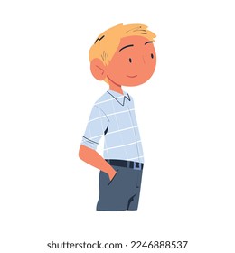 Happy Man Character Looking Into the Distance with Curious Face Vector Illustration