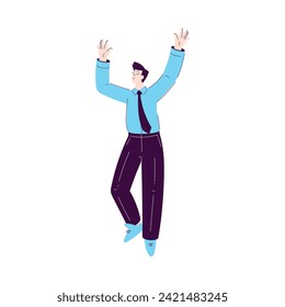 Happy Man Character Office Worker Rejoicing and Cheering Vector Illustration