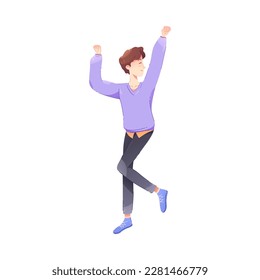 Happy Man Character Rejoicing and Cheering Vector Illustration