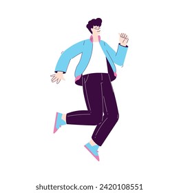 Happy Man Character Rejoicing and Cheering Vector Illustration