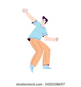 Happy Man Character Rejoicing and Cheering Vector Illustration