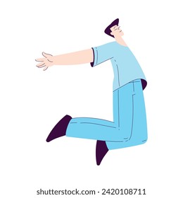 Happy Man Character Rejoicing and Cheering Vector Illustration