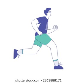 Happy Man Character Running Sport Marathon Vector Illustration
