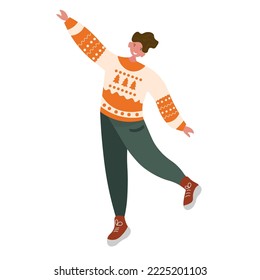 Happy man in Christmas clothes on white background