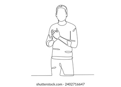 A happy man clapped his hands. Applause one-line drawing