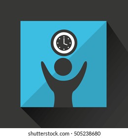 happy man with clock timw icon vecot rillustration eps 10
