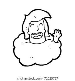 happy man in cloud cartoon