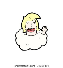 happy man in cloud cartoon