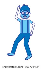 happy man with clown mask glasses and gloves