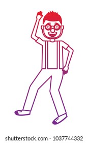 happy man with clown mask glasses and gloves