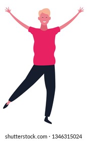 Happy man dancing cartoon