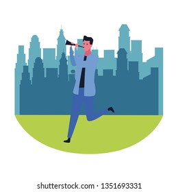 Happy man dancing cartoon